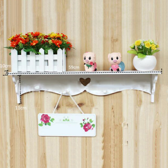 Hollow Heart Wooden Shelf and Coat Rack