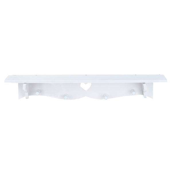 Hollow Heart Wooden Shelf and Coat Rack