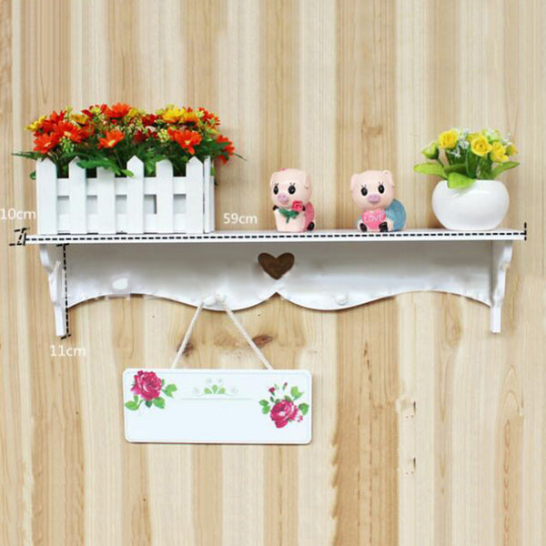 Hollow Heart Wooden Shelf and Coat Rack